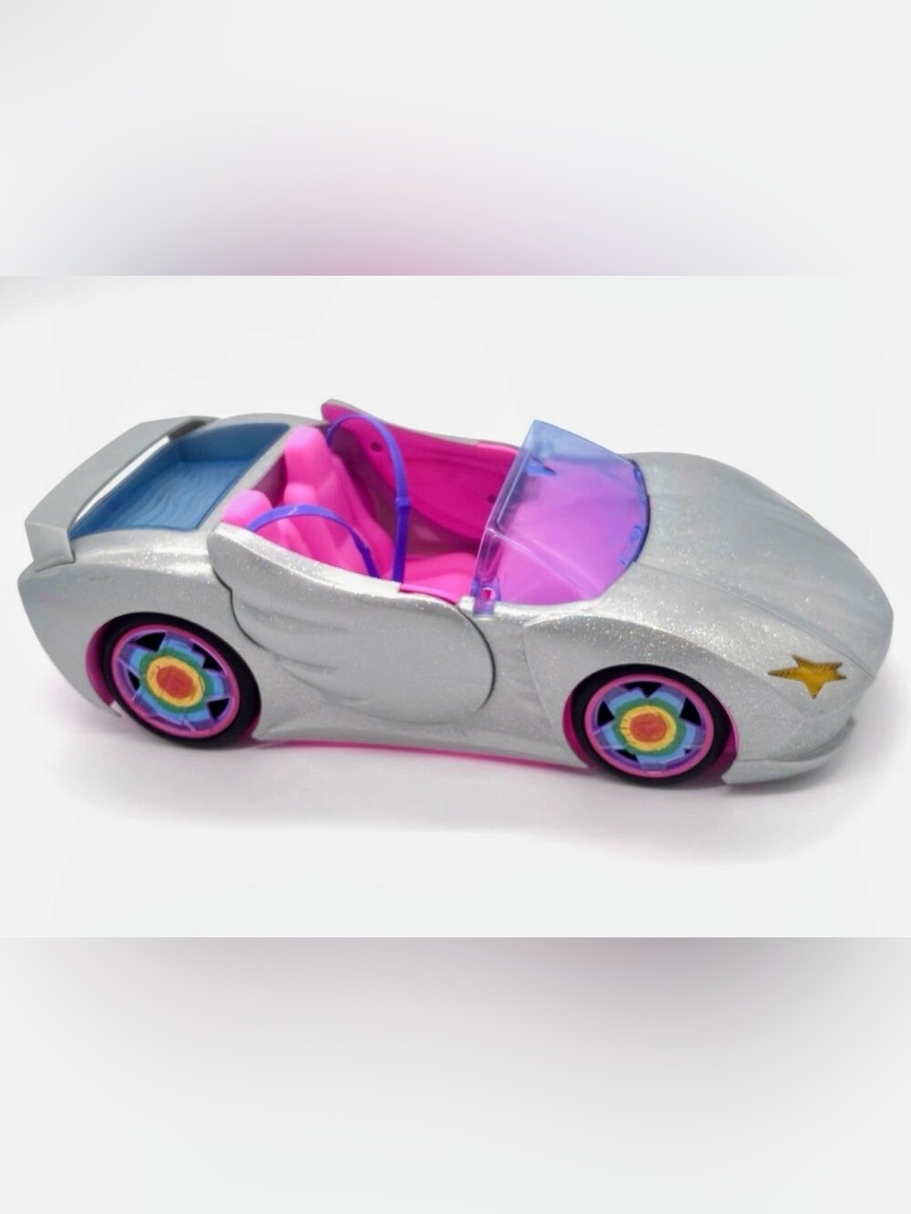 Mattel Barbie Extra Convertible Toy Car with Sparkling Exterior & Pink Interior